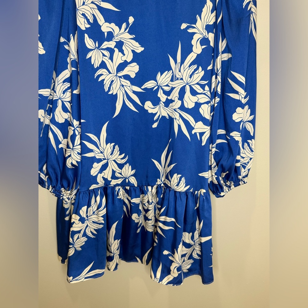 Alexis x Target Blue White Floral Mini Dress Shift Long Sleeve Size M‎ - Picture 4 of 7